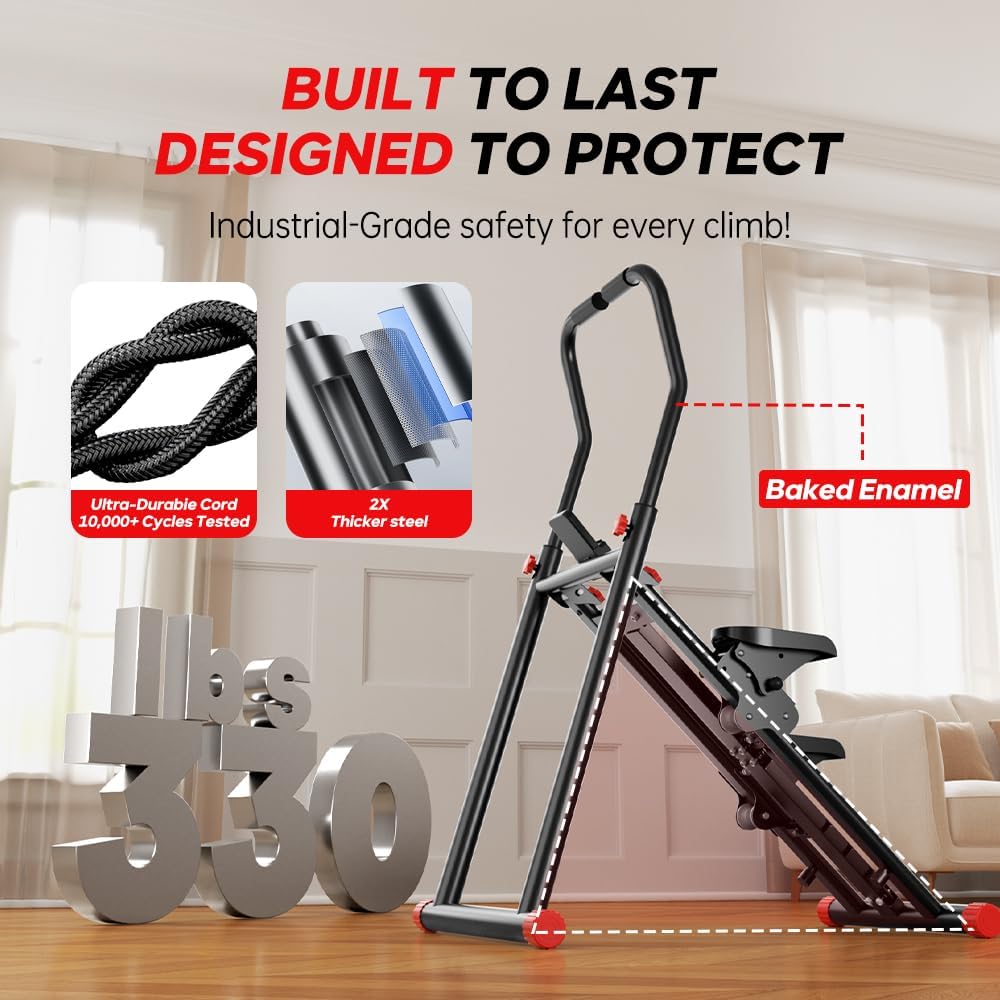 Stair Stepper for Home Gym Exercise, New Version Vertical Climber Machine for Full-Body Workout,Resistance Three-Speed Adjustment, Compact Folding Cardio Exercise Climber