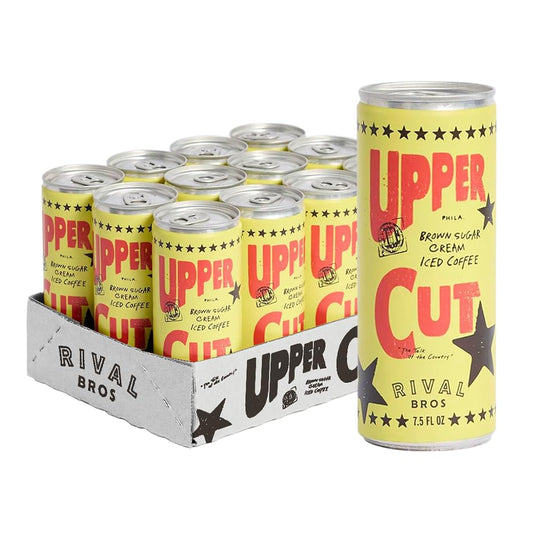 Rival Bros Upper Cut Ready to Drink Iced Coffee, Brown Sugar Cream Flavored, 7.5 Fl Oz, 12 Count, Perfect for On-the-Go, 111mg Caffeine, Easy to Drink Canned Coffee