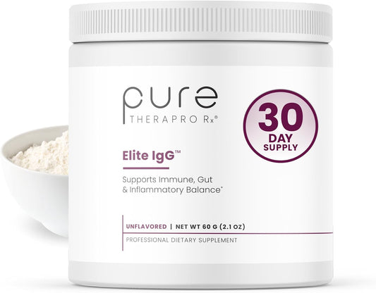 Pure Therapro Rx Elite IgG Immunoglobulin Supplement Powder, 30 Servings, Gut Health & Immune Support, 1100 mg IgG, IGA & IgM, Sunflower Lecithin | Colostrum Supplement Alternative