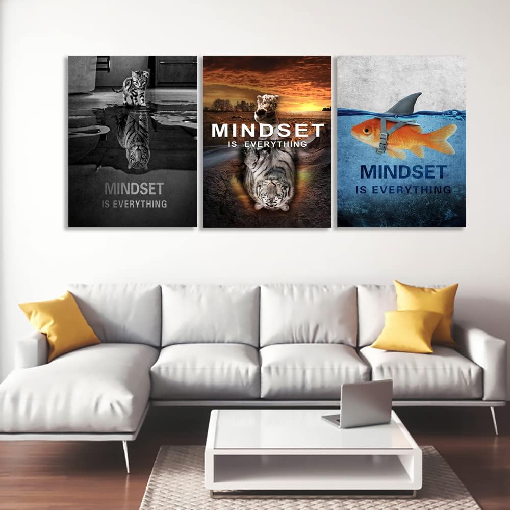Success Wall Painting Inspirational Art Office Decor Motivational Canvas Black Poster Positive Framed Artwork Prints Picture for Living Room [36'W x 16'H]