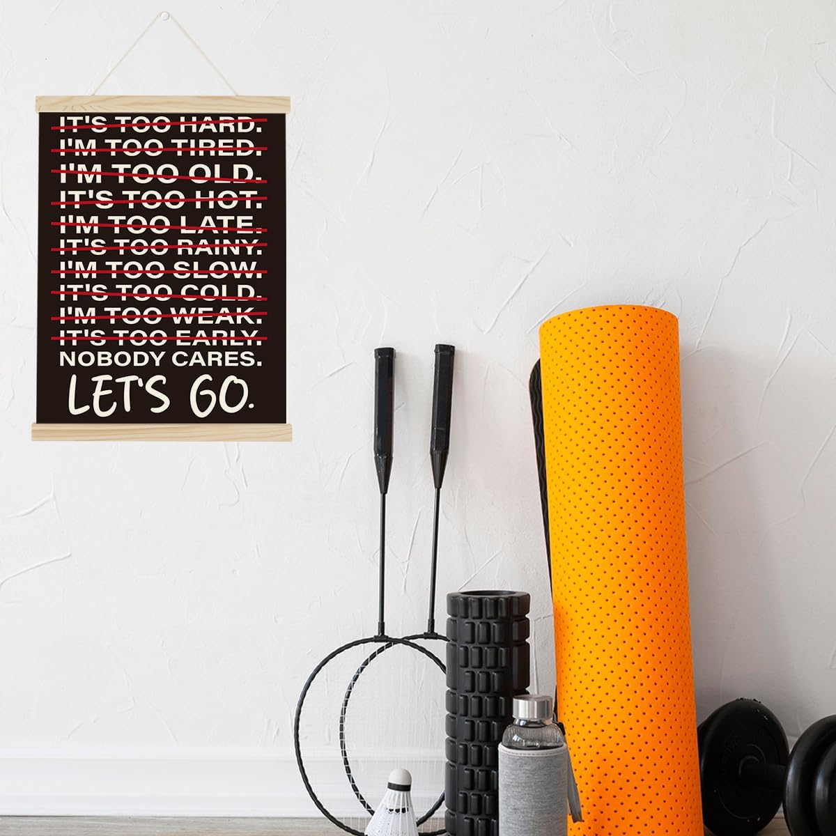Gym Motivational Posters College Dorm Posters Gifts for Guys Friends Nobody Cares Lets Go Gym Flag Wall Art Decor Sign for Home Gym Bedroom Office