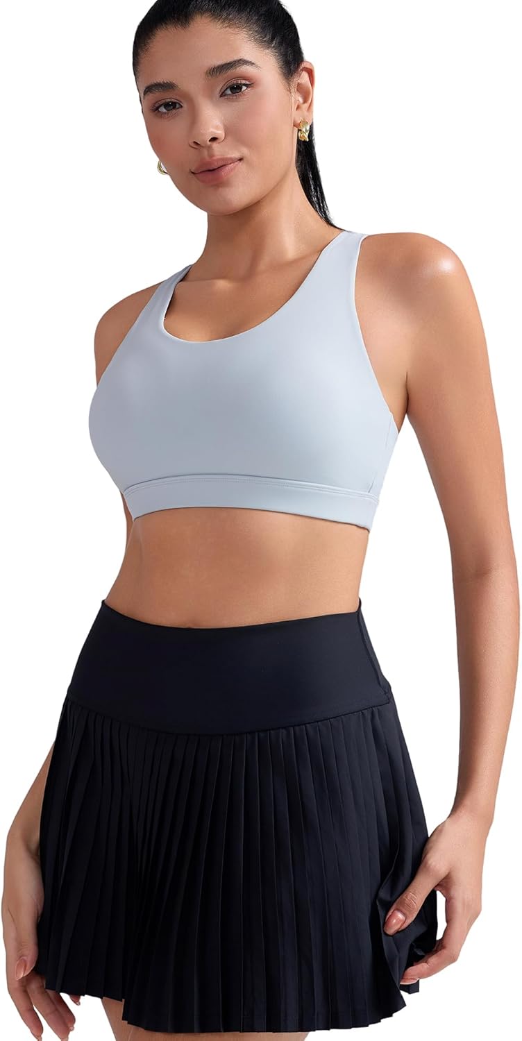 RUNNING GIRL Sports Bra for Women, Criss-Cross Back Padded Strappy Sports Bras Medium Support Yoga Bra with Removable Cups