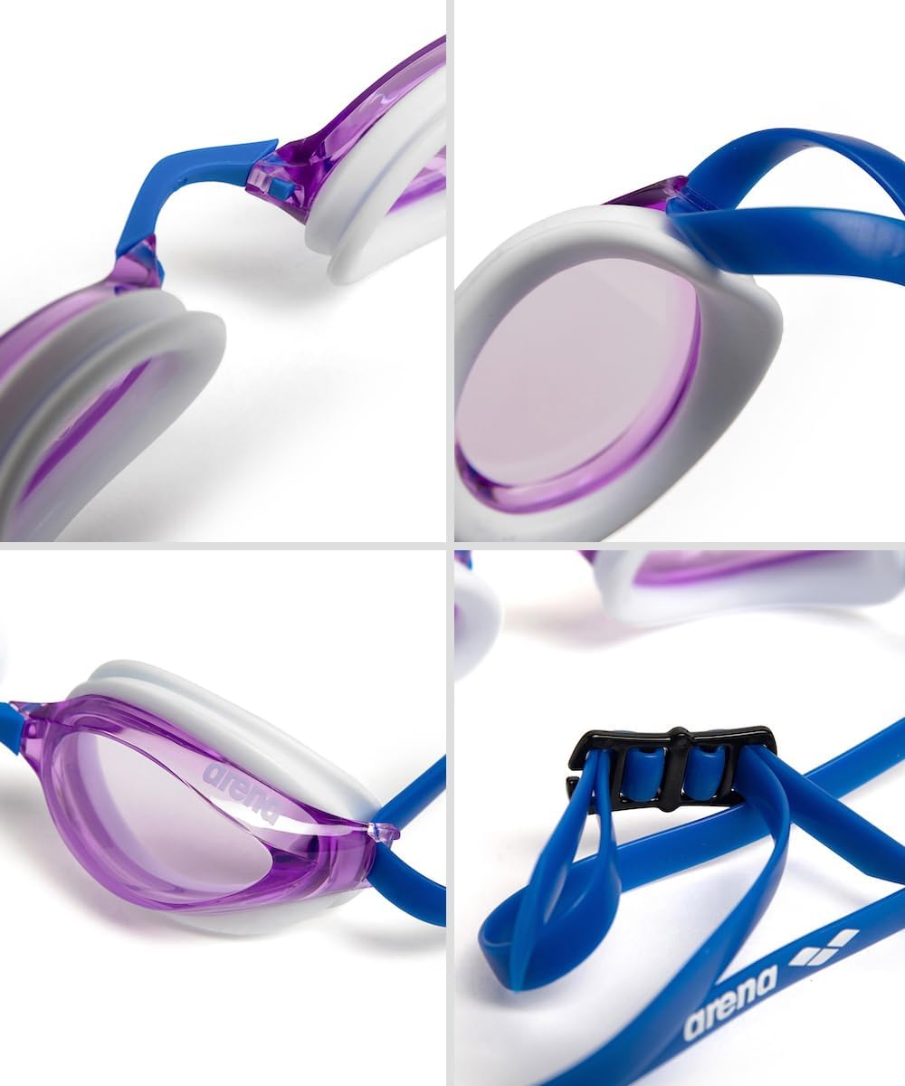 ARENA Unisex Python Racing Swim Goggles for Men and Women Anti-Fog No Leak Max Comfort Dual Strap, Mirror/Non-Mirror Lens