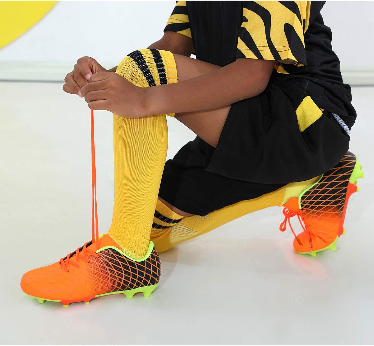 JABASIC Kids Outdoor Soccer Cleats Athletic Firm Ground Football Shoes