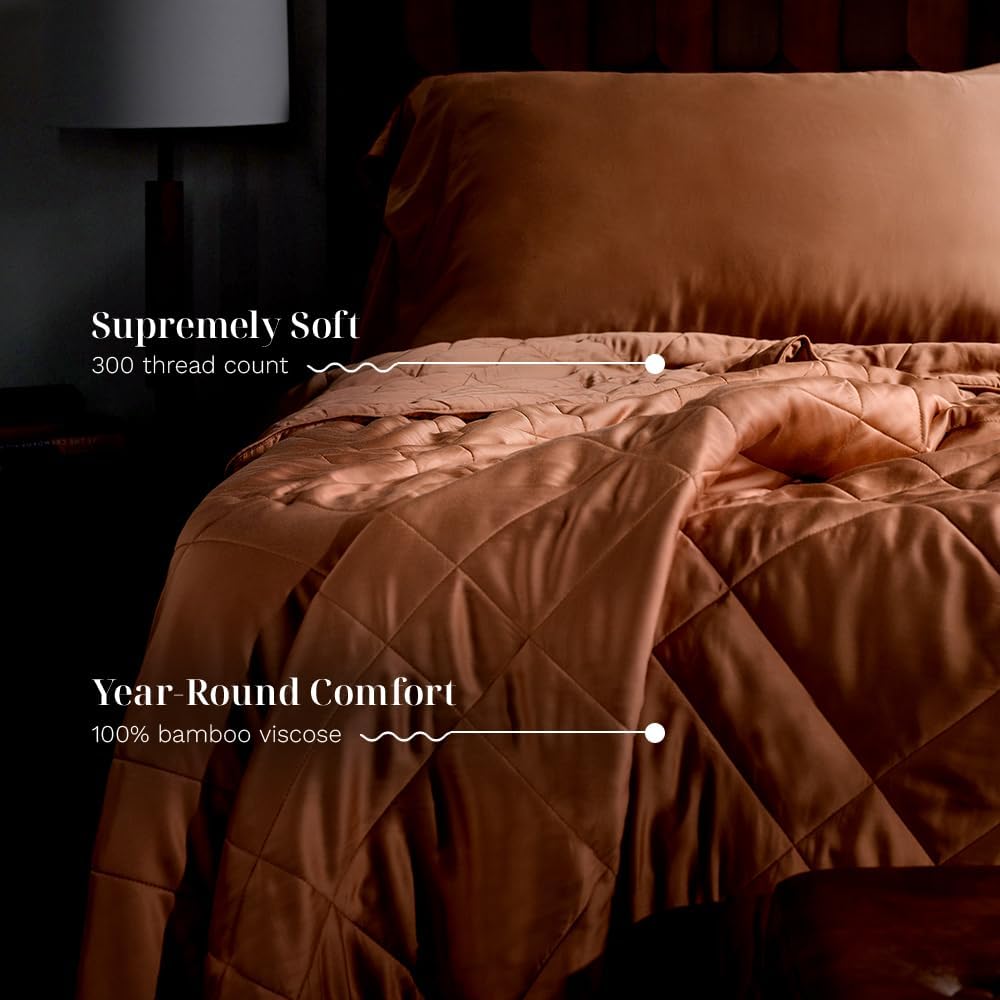 LUXOME Lightweight Blanket | 100% Rayon (Viscose) from Bamboo Fabric & Fill | King/Cal King - 98"x92" | Thermal-Regulating | Terracotta