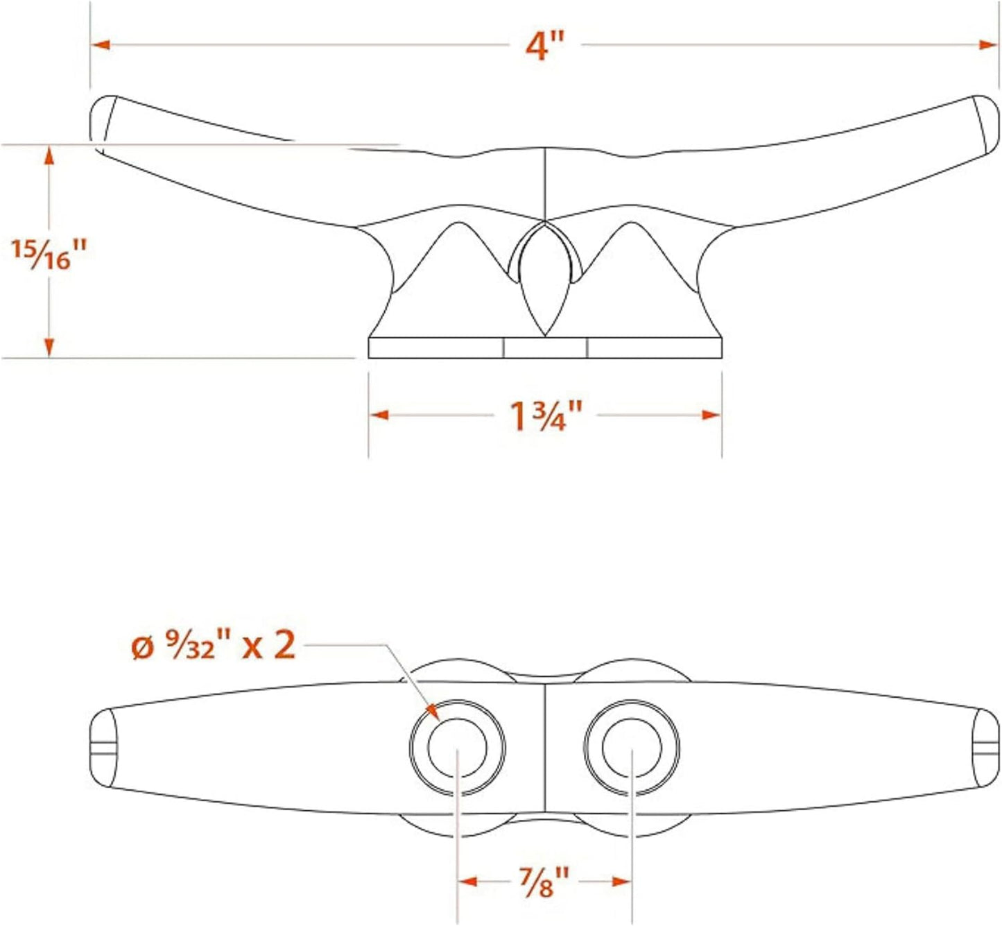 MarineNow Hot-Dipped Galvanized Iron Dock Cleat – Choose Size: 4", 6", 8", 10", 12", 14" – Heavy-Duty Boat Cleats for Dock Lines – Available in Single or Bulk Multi-Packs