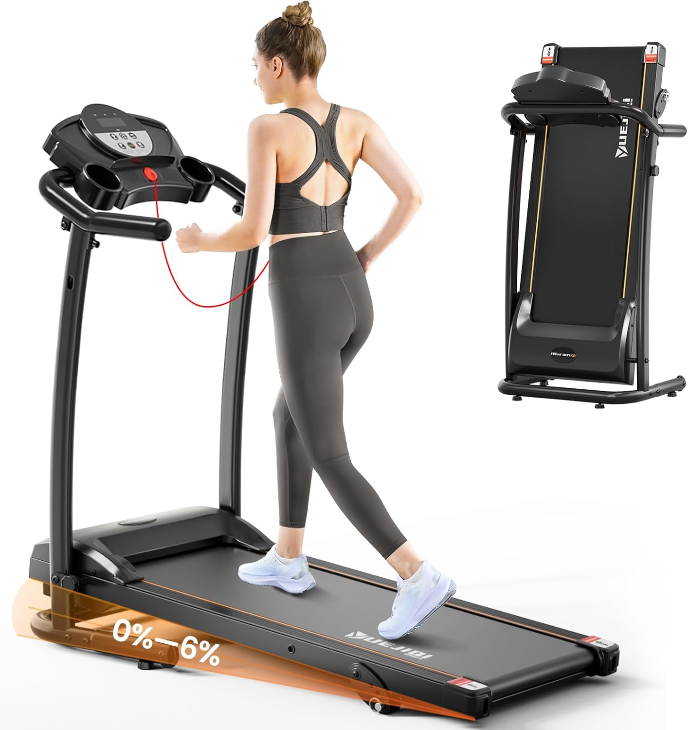 Treadmills for Home, 3.0HP Quiet Brushless Foldable Treadmill with Incline, Small Space Portable Running Walking Machine, 300 Lbs Capacity with Bluetooth APP & Pulse Monitor