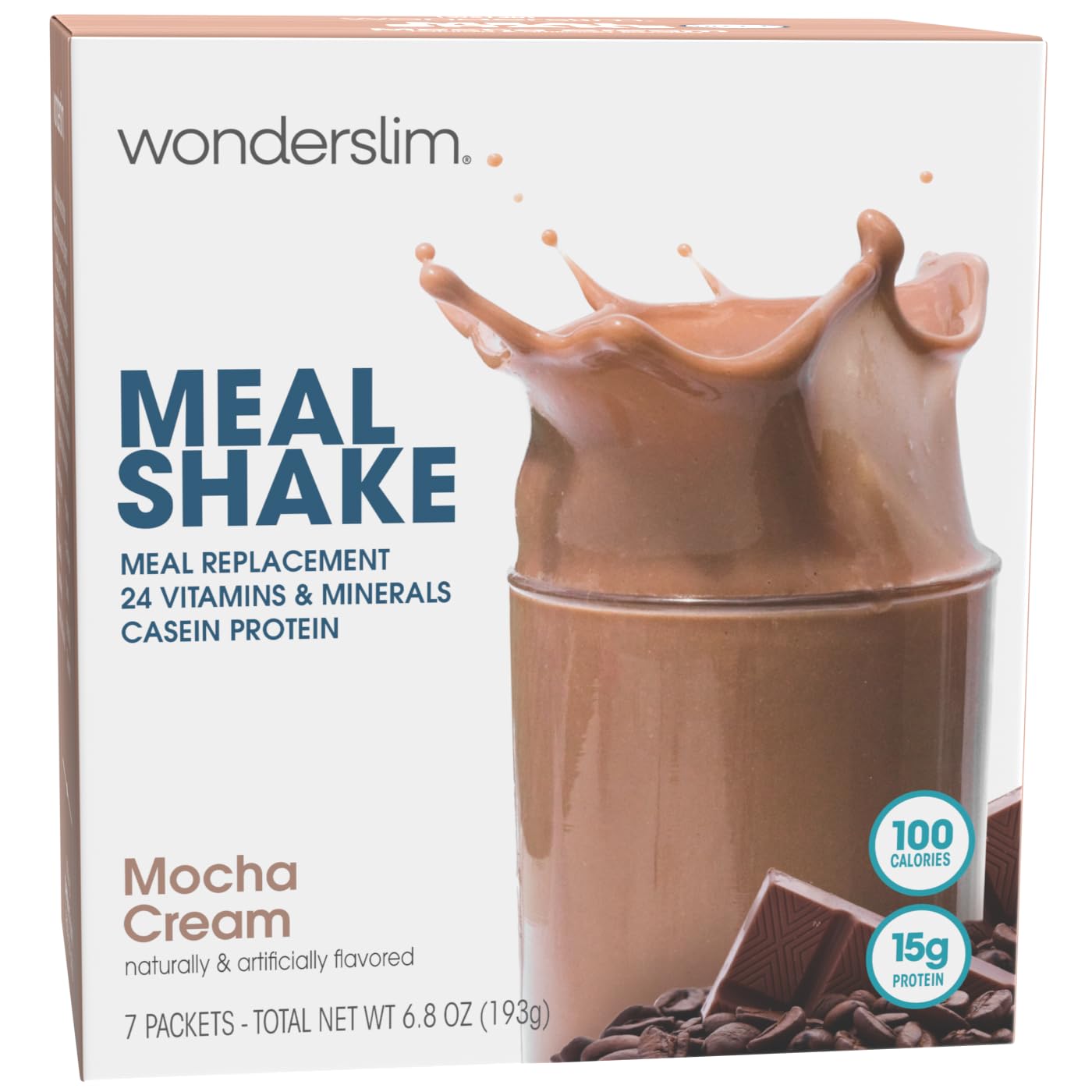 WonderSlim Meal Replacement Shake, Mocha Cream, 15g Protein, 24 Vitamins & Minerals, Gluten Free (7ct)