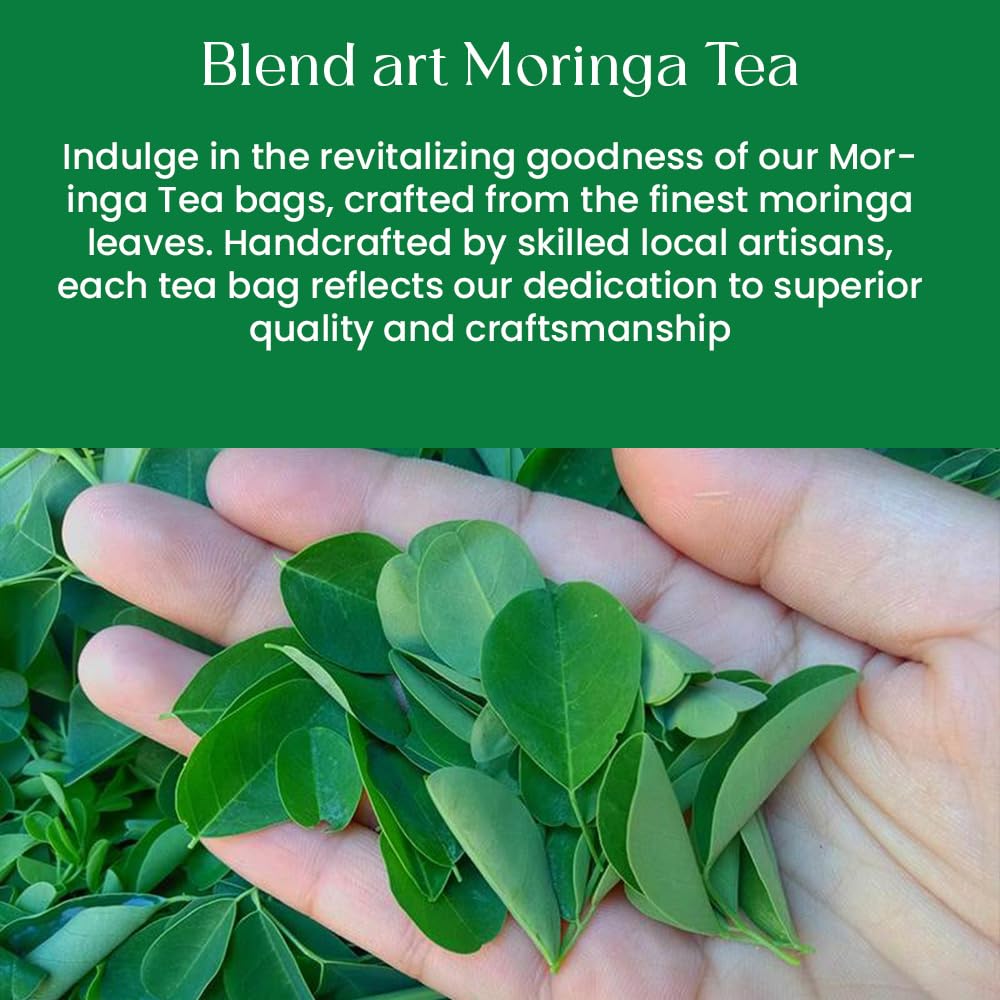 Blendart Moringa Tea Bags (50 Count) Caffeine Free, Pure Moringa Leaves | Sweet and Light Herbal Tea Bags,