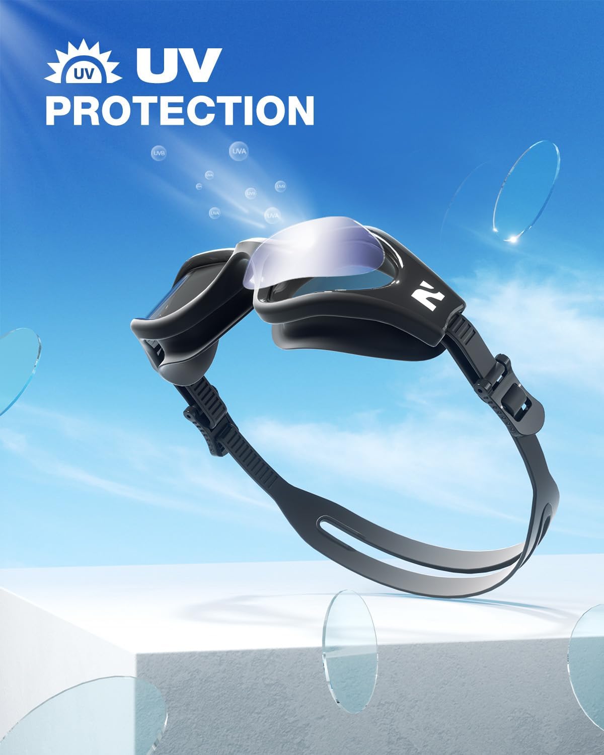 ZIONOR G1 Lite Swim Goggles with Swim Cap Comfortable Anti-fog Swimming Goggles Cap Set for Adult Men Women