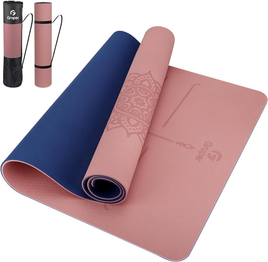 Yoga Mat Non Slip TPE Thick Yoga Mat with Alignment Mark, Large Size 72"L x 32"W x 0.32"Th or 0.24"Th, Anti-Tear Exercise & Fitness Mat for Yoga, Pilates & Floor Workouts