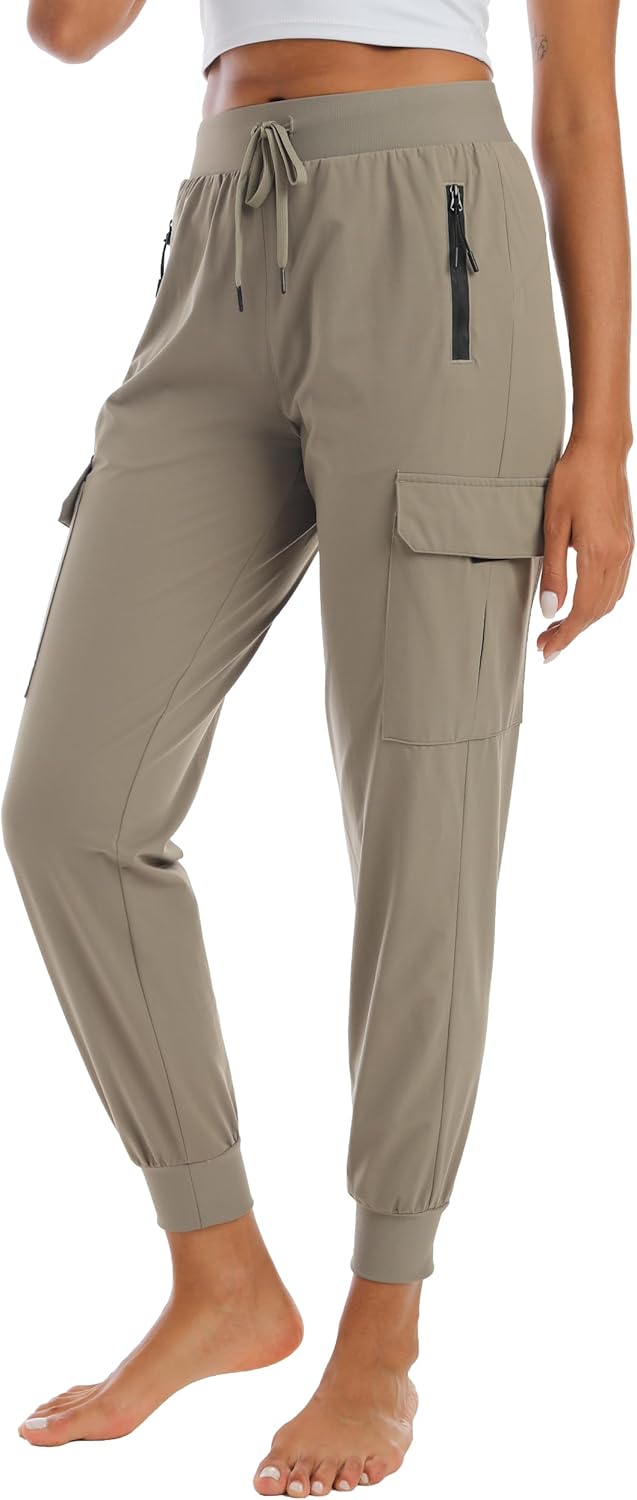 Kcutteyg Womens Water Resistant Hiking Pants with Pockets Quick Dry Soft Athletic Workout Joggers Pants for Camping Travel