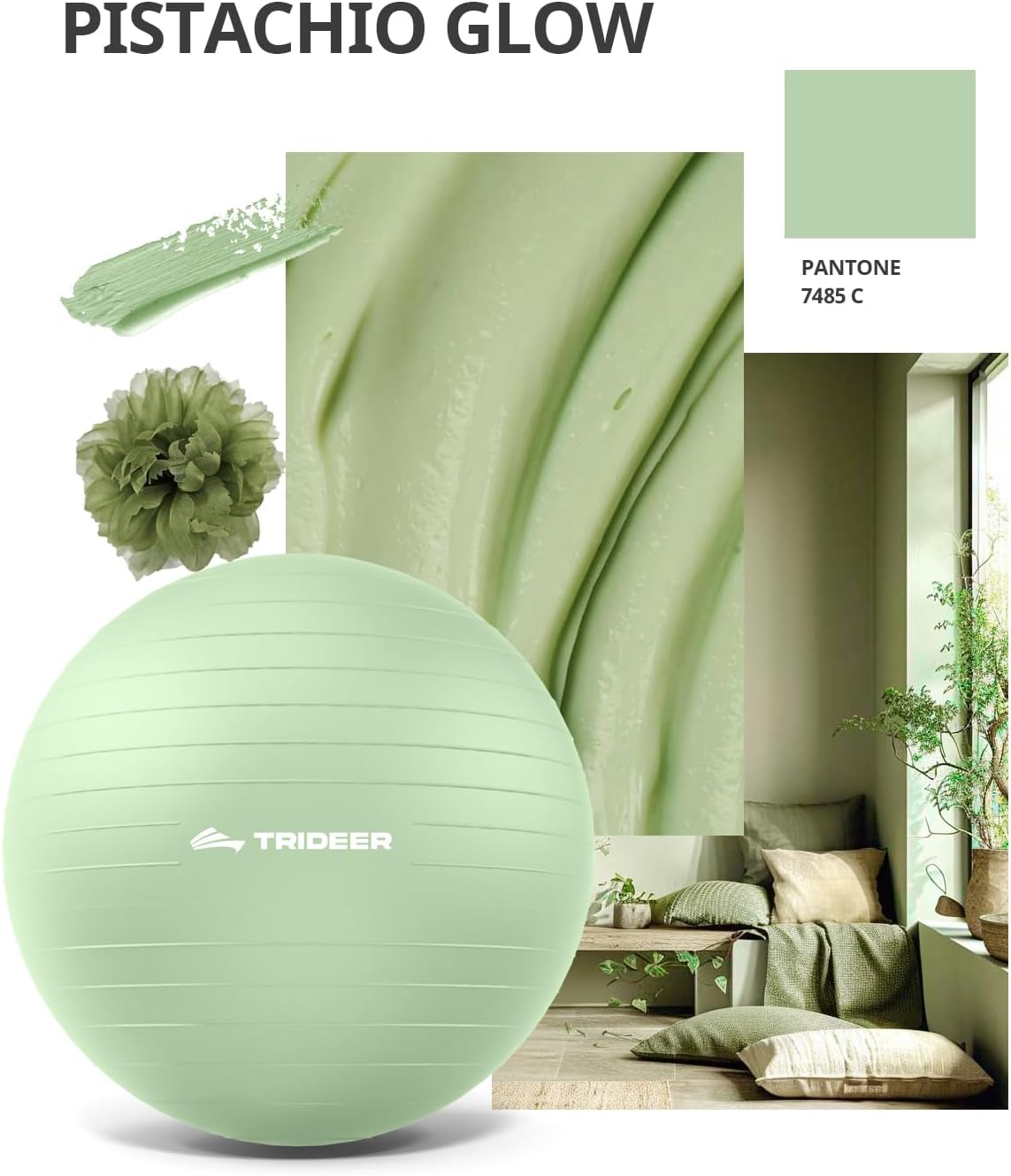 Trideer Yoga Ball – Anti-Burst Exercise Ball for Pregnancy, Office, Birthing, Stretching & Core Workout – Home Gym & Therapy