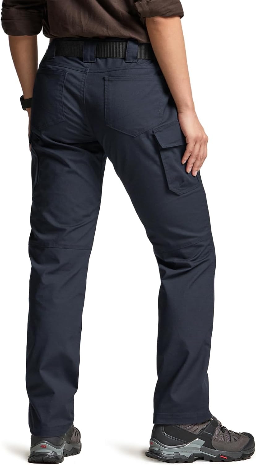 CQR Women's Flex Stretch Tactical Pants, Water Resistant Ripstop Cargo Work Pants with Pockets for Outdoor & Hiking