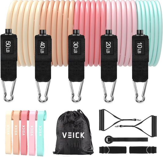 VEICK Resistance Bands, Exercise Bands, Workout Bands, Resistance Bands for Working Out with Handles for Men and Women, Exercising Bands for Fitness Weights Work Out at Home