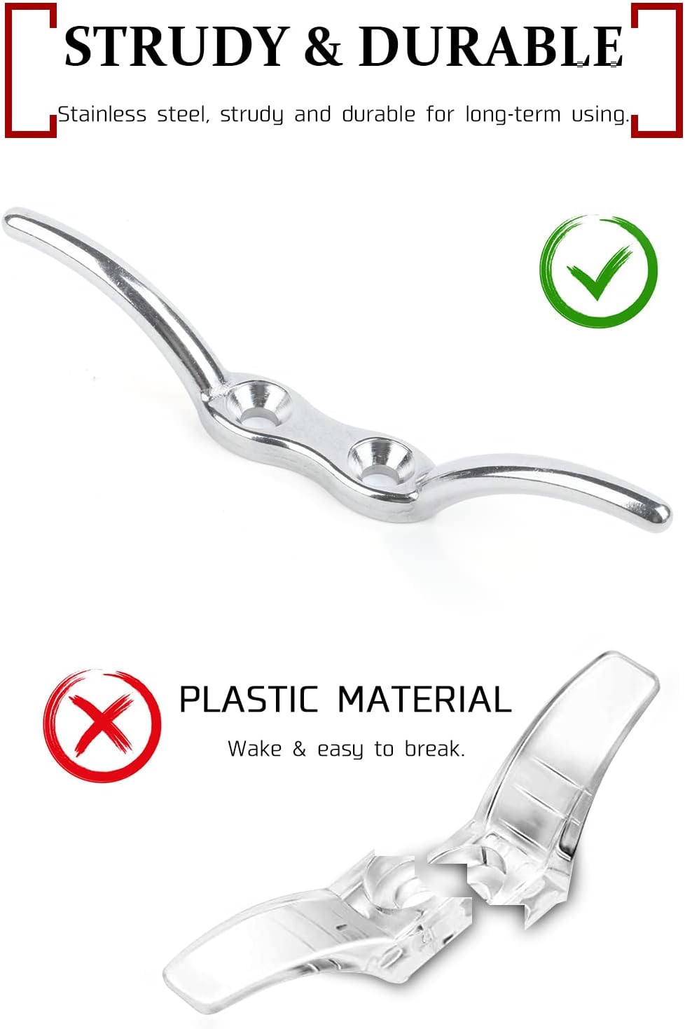 Atibin Deck Hardware Dock Cleats Steel Stainless Kayak Boat Cleat Marine Mooring Heavy Rope Cleat Base