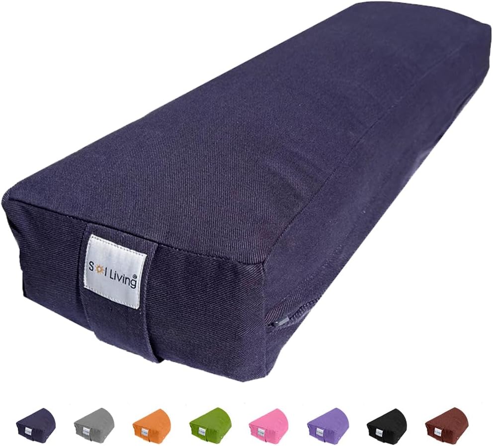 Sol Living Yoga Bolster Pillow Rectangular Meditation Cushion Cotton Meditation Accessories for Restorative Yoga Meditation Pillow Yoga Pillow Firm Body Pillow Bolster Pillow for Legs Removable Cover