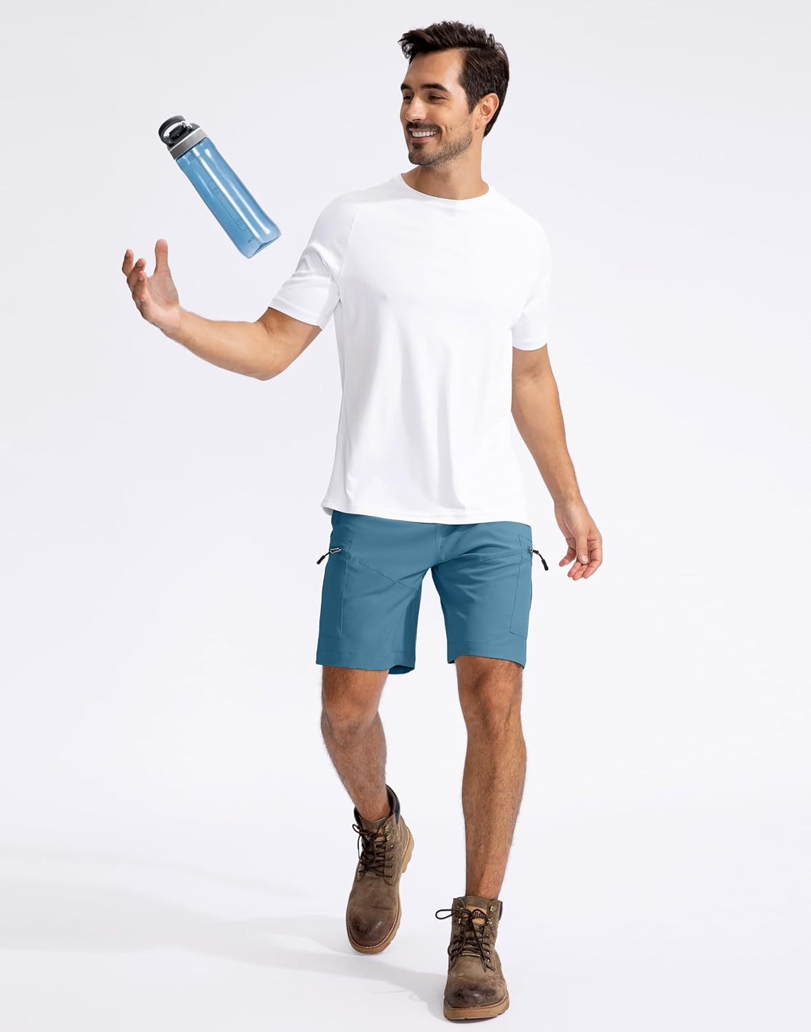 Pudolla Men's Hiking Cargo Shorts 9" Lightweight Outdoor Work Shorts for Men Travel Golf Camping Casual with 5 Zipper Pockets