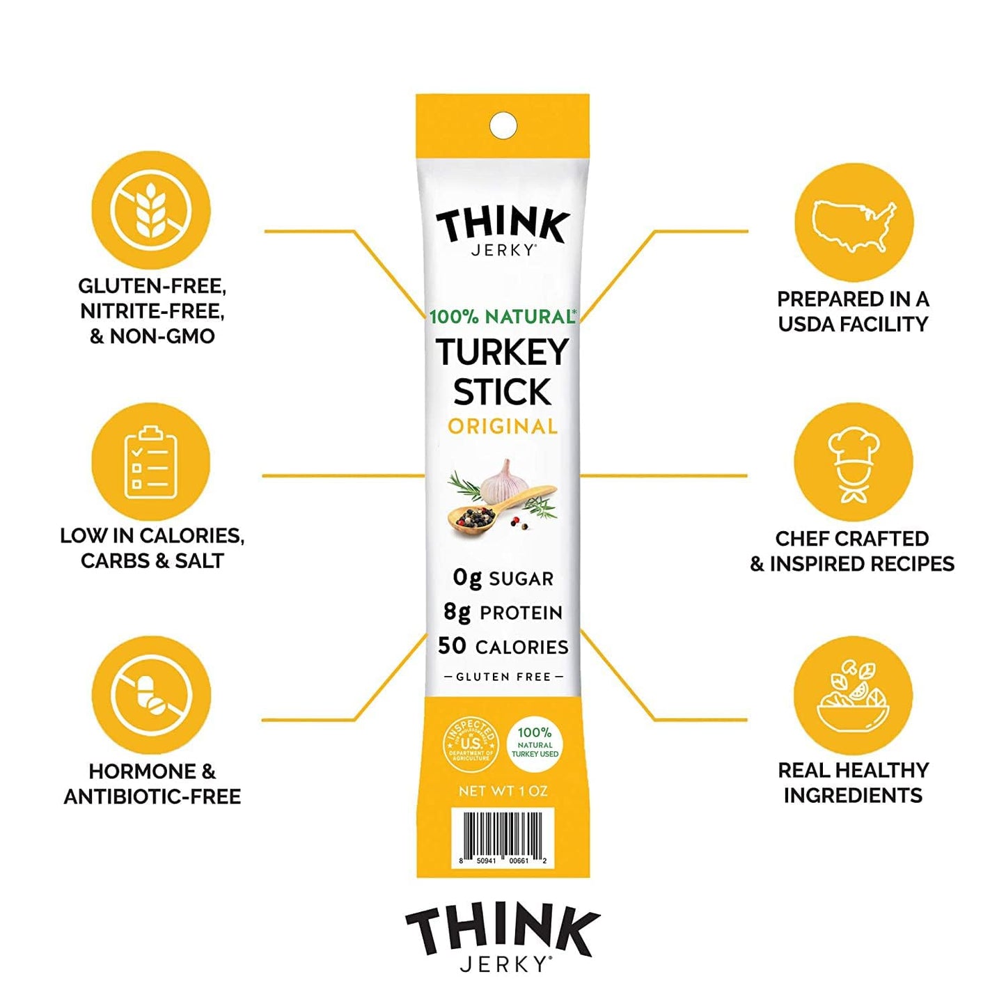 Think Jerky Stick Variety Pack, Sugar Free, Gluten Free, No Nitrates Keto Friendly Paleo High Protein - 1.0 oz (Pack of 10)