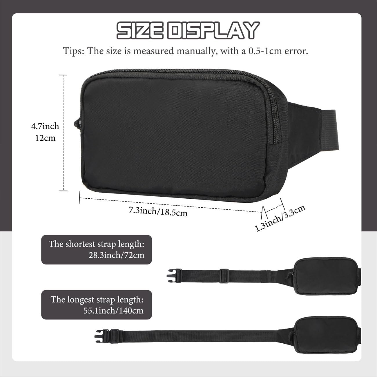 MoKo Fanny Packs for Women Men, Fashion Running Waist Packs, Crossbody Mini Bag Fanny Pack Belt Bag with Adjustable Strap for Running Outdoors Workout Travel Hiking Cycling