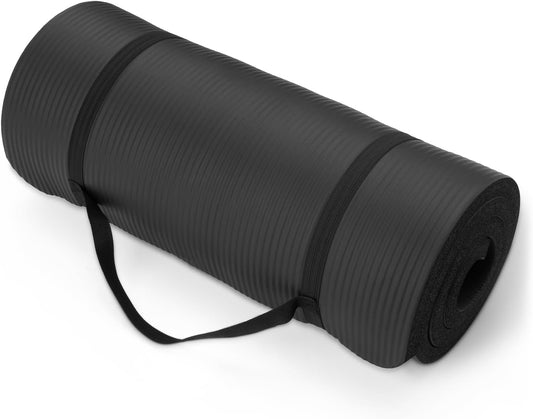 Amazon Basics 1 Inch Extra Thick Workout Exercise Yoga Mat with Carrying Strap
