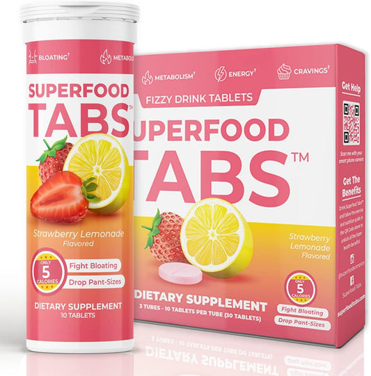 Superfoods Company Detox Cleanse Drink - Supplement for Women & Men - Support Healthy Weight, Digestive Health, Cravings & Bloating Relief - Strawberry Lemonade Flavor [30 Tablets]