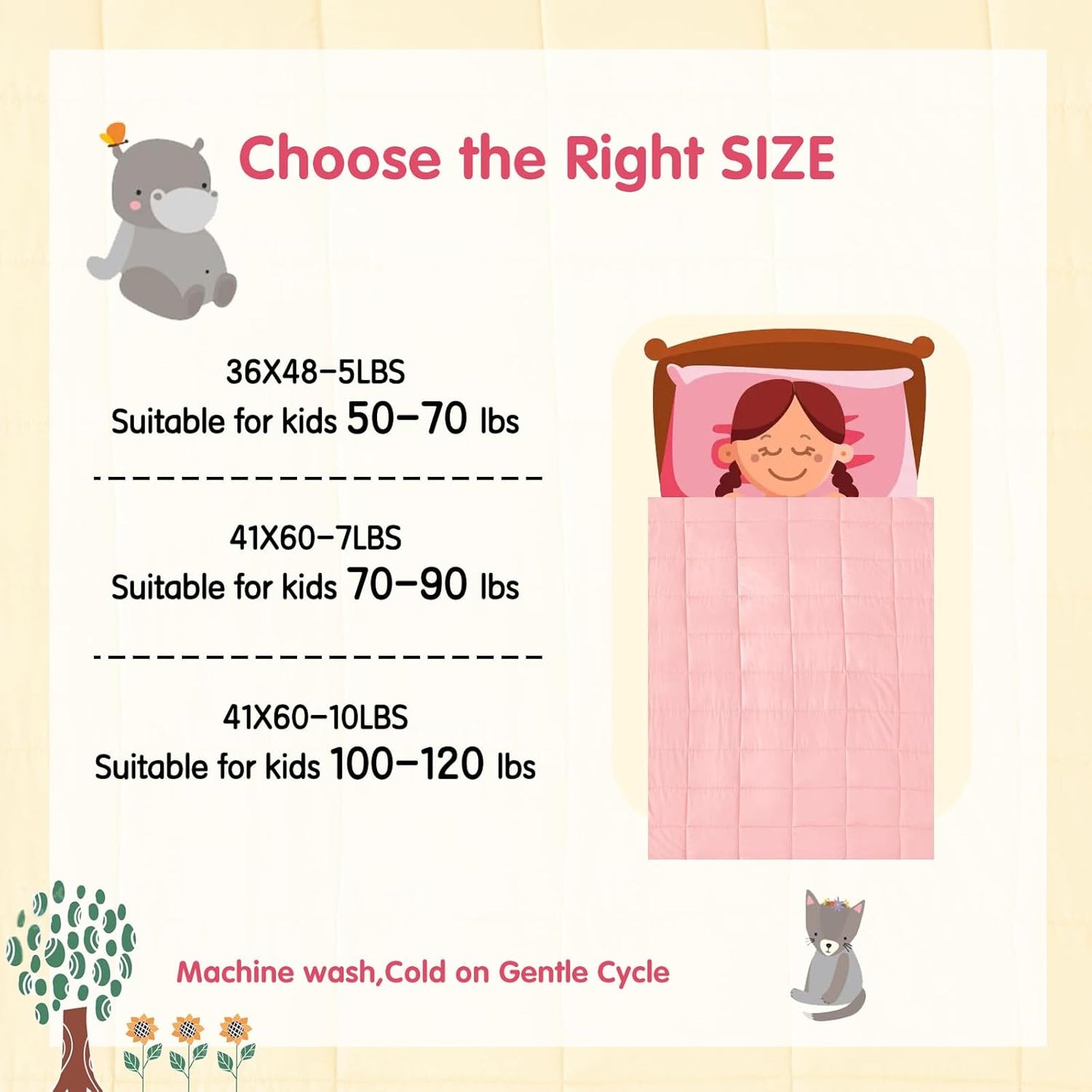 yescool Weighted Blanket (10 lbs, 41" x 60", Pink Grey) Cooling Heavy Blanket for Sleeping Perfect for 90-110 lbs, Breathable Blanket with Premium Glass Bead, Machine Washable