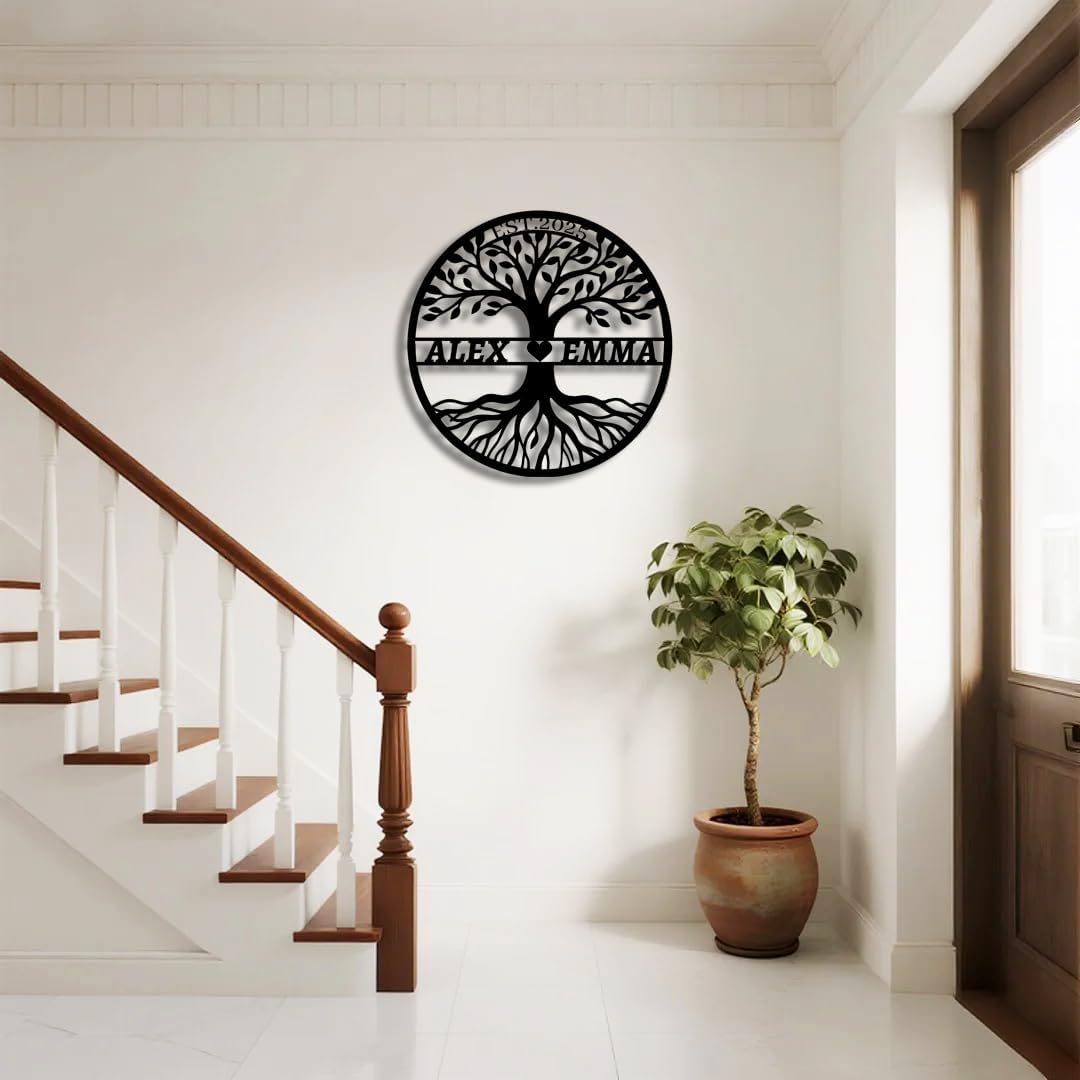 Personalized Tree of Life Metal Name Sign | Custom Metal Signs | Family Wall Art | Wedding Gift & Anniversary | Indoor Decor Gift for Women, Men, Wife, Parents, Couple