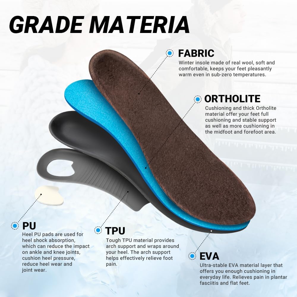 VALSOLE Heavy Duty Support Pain Relief Orthotics - 220+ lbs Plantar Fasciitis High Arch Support Insoles for Men Women, Flat Feet Orthotic Insert, Work Boot Shoe Insole, Absorb Shock with Every Step