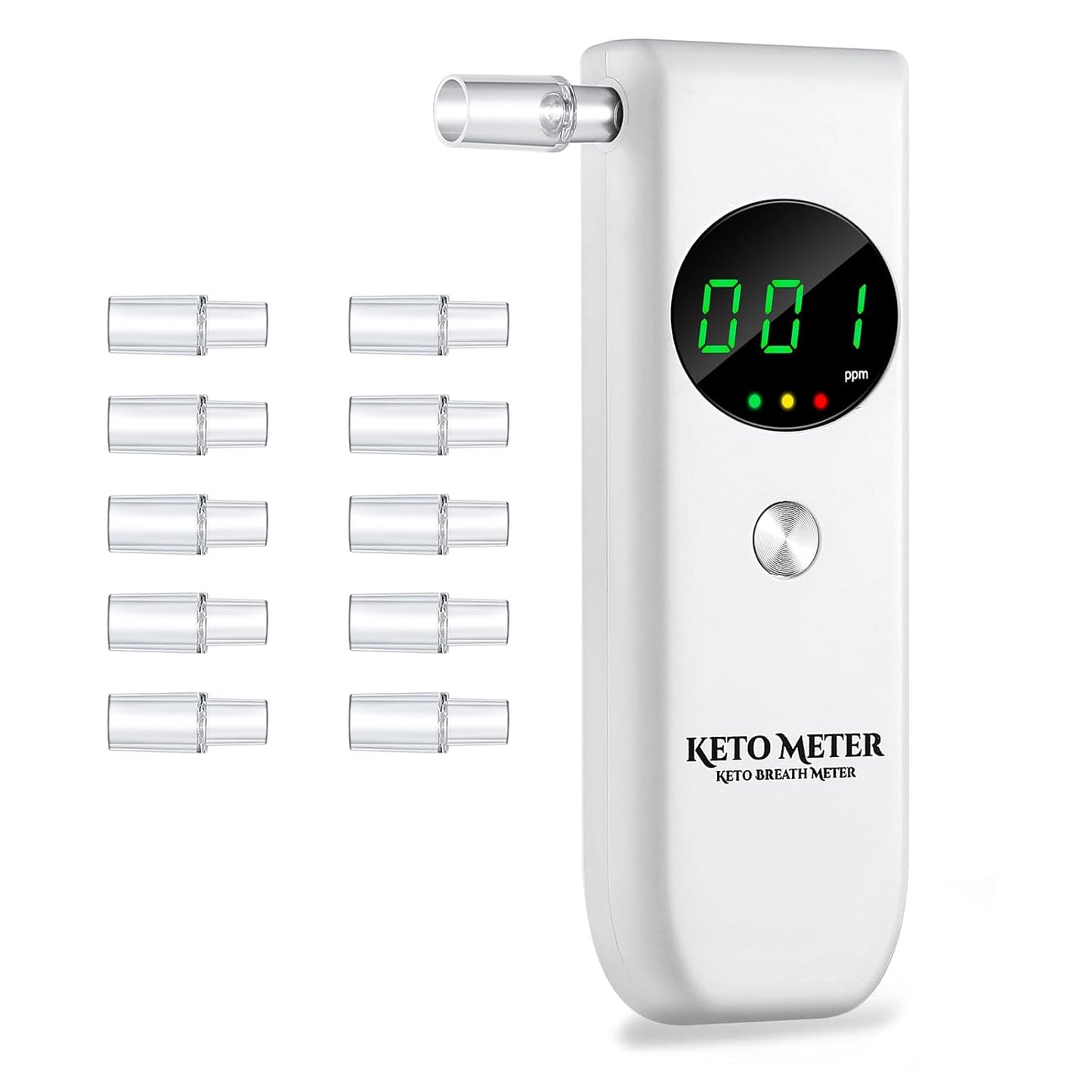 Professional Breath Monitoring Ketosis Meter Portable Breath Ketosis Breath Analyzer Meter for Ketosis Testing - High Precision Ketone Breath Tester with 10 Mouthpieces for Testing Ketosis