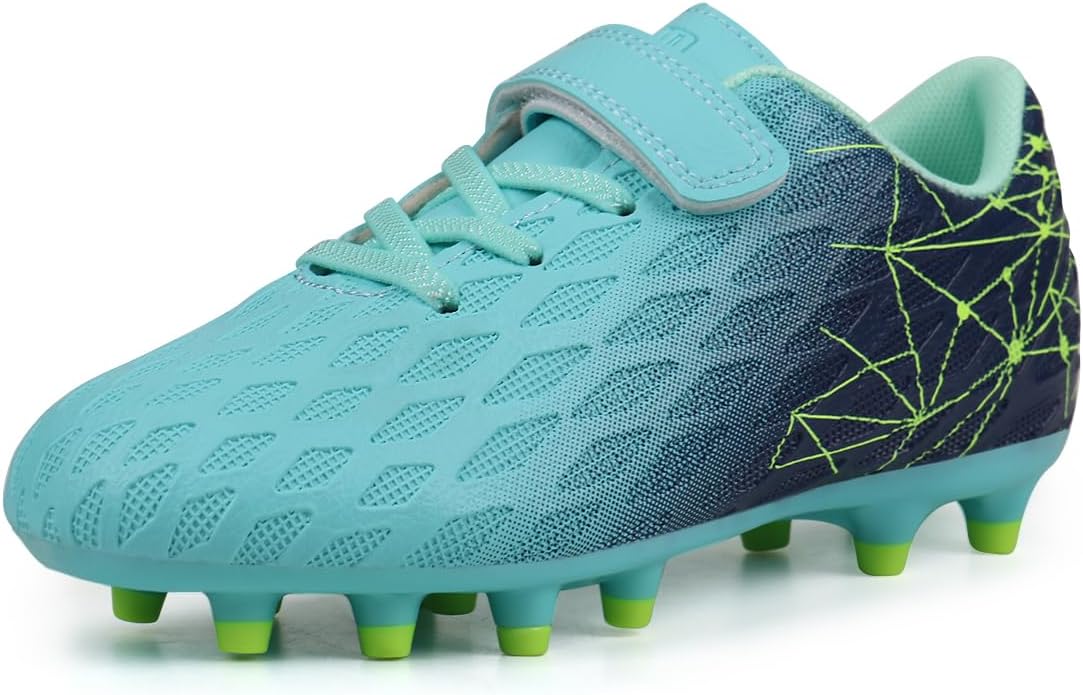 brooman Kids Firm Ground Soccer Cleats Boys Girls Athletic Outdoor Football Shoes