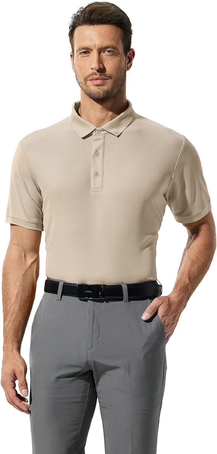 MIER Polo Shirts for Men Short Sleeve Quick Dry Polyester Collared Shirts Casual Golf Shirts, Moisture-Wicking