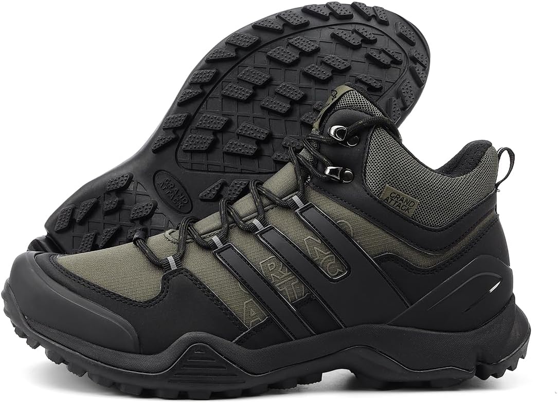 Men's Mid Waterproof Hiking Boots Lightweight Approach Trekking Comfortable Backpacking Non Slip Work Shoes Outdoor Camping Travel Cross Trainer Sneakers