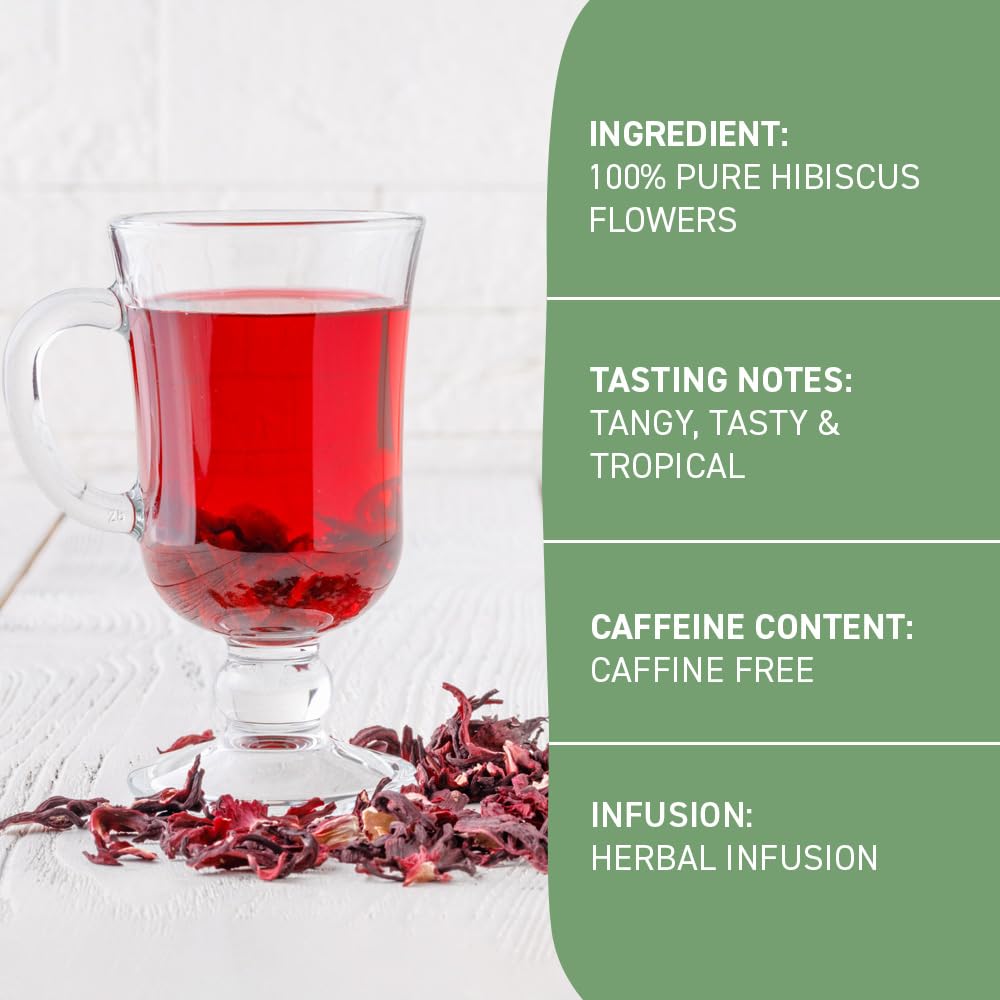 HANDPICK, Hibiscus Flowers Dried (9oz) Caffeine Free |100% Pure Dried Hibiscus Flowers for Loose Leaf Tea | Floral Herbal Tea