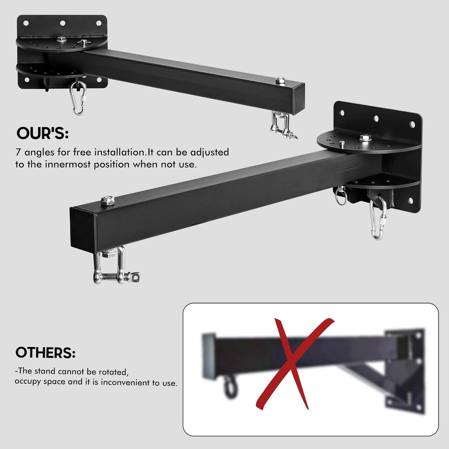 Wall Mount Heavy Bag Hanger, Heavy Duty Punching Bag Stand, Adjustable Heavy-Duty Boxing Bag Wall Bracket for Home or Gym, for Kickboxing Bag, Muay Thai Bag (Supports up to 900Ib)