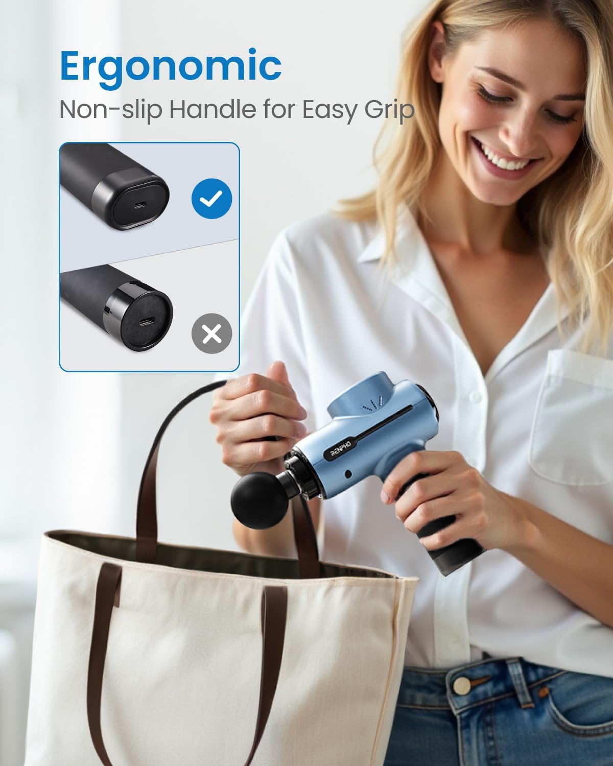 RENPHO Massage Gun Deep Tissue, Portable Percussion Massager for Back and Neck, Gifts for Men and Women, Handheld Device with Carry Case, Active