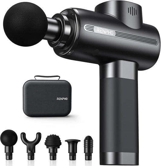 RENPHO Active Massage Gun Deep Tissue, Percussion Handheld Muscle Massager for Body Neck Pain Relief, Portable Electric Mini Back Massagers with Carry Case for Athletes Men Women