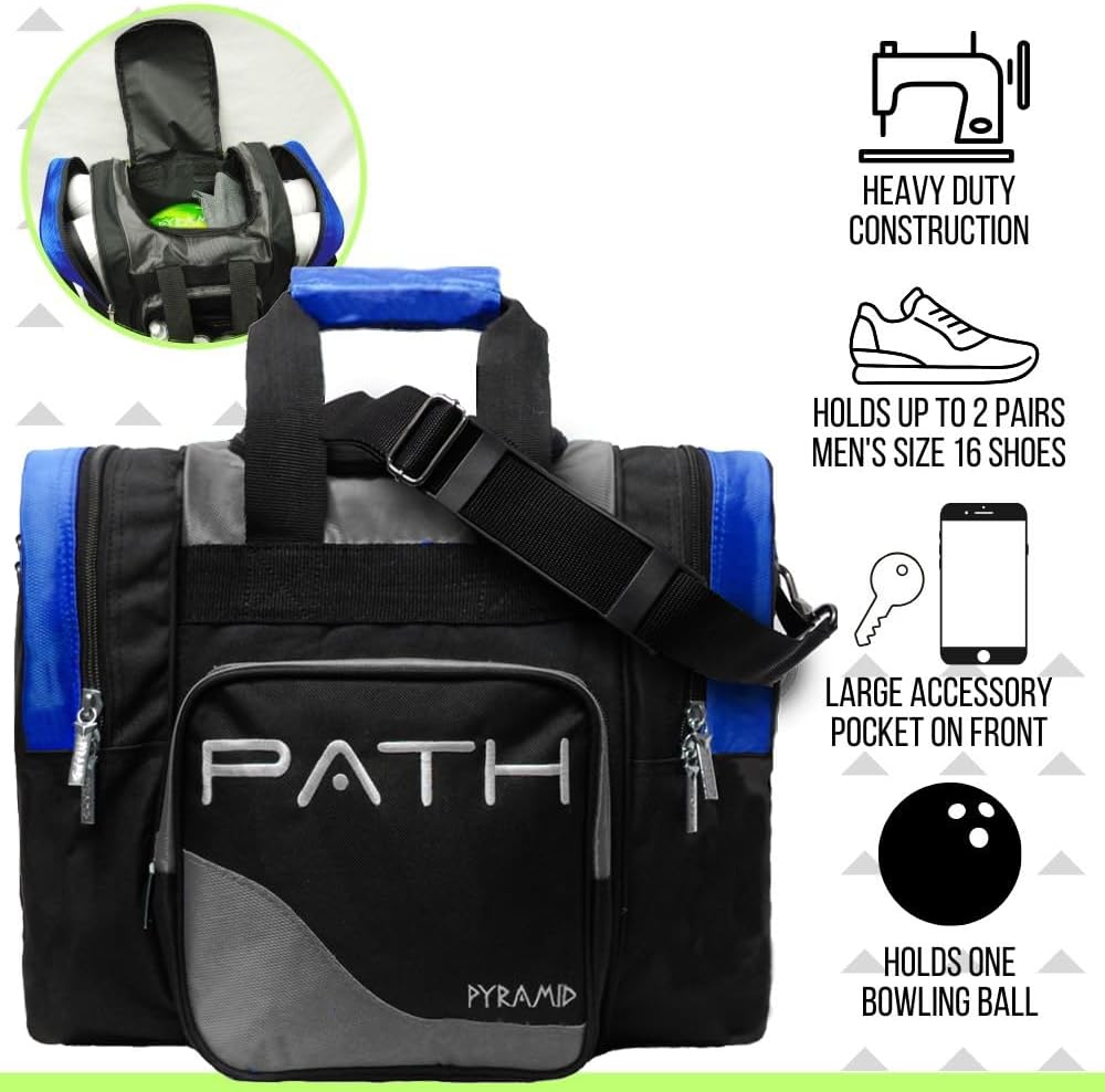 Pyramid Path Pro Deluxe Single Bowling Ball Tote - Holds One Ball, One Pair Shoes Up to Mens 15