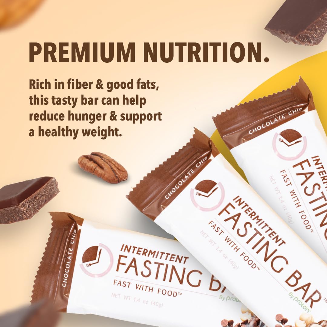 Prolon Fast Bars | Keto, Gluten Free, Dairy Free, Plant Based Protein, Intermittent Fasting Bars | Developed to Not Break Your Fast | Chocolate Chip, 24 Ct