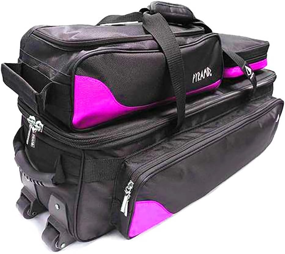 Pyramid Path Triple Tote Roller Plus Bowling Bag with Detachable Shoe Bag (Fits US Mens Size 15), Accessory and Side Pocket, Lightweight Travel Design