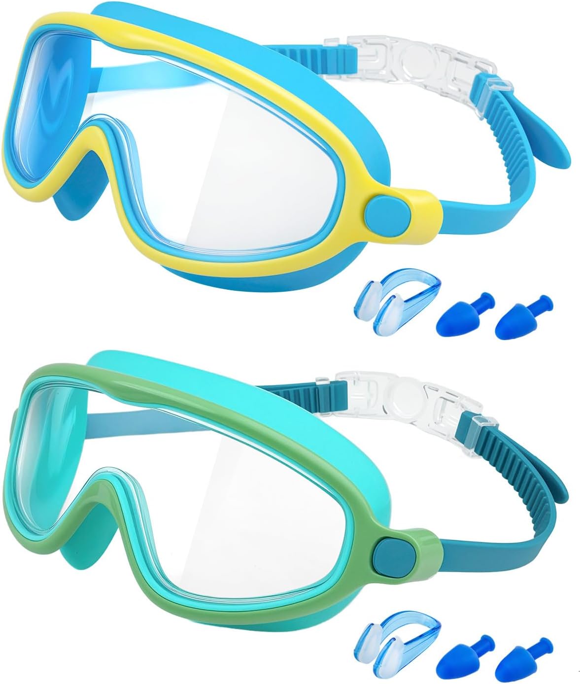 Rantizon Swim Goggles 2 Pack, Wide View Anti Fog&UV Swimming Goggles for Audlt, No Leaking Swim Glasses for Men Women Kids