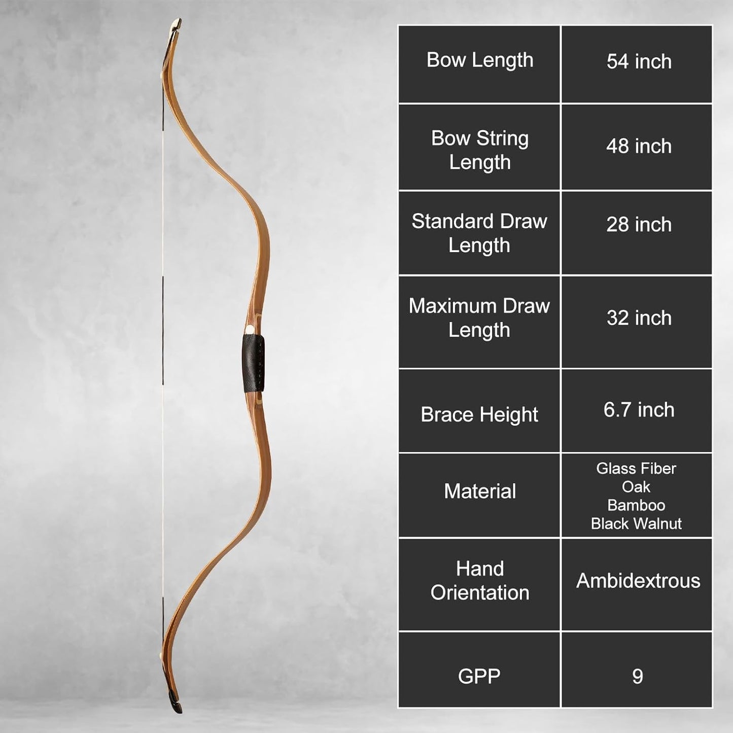 AF Archery Tatar Recurve Bow, 54" Traditional Laminated Horse Bow for Mounted Archery and Precision Shooting Longbow Left Right Hand