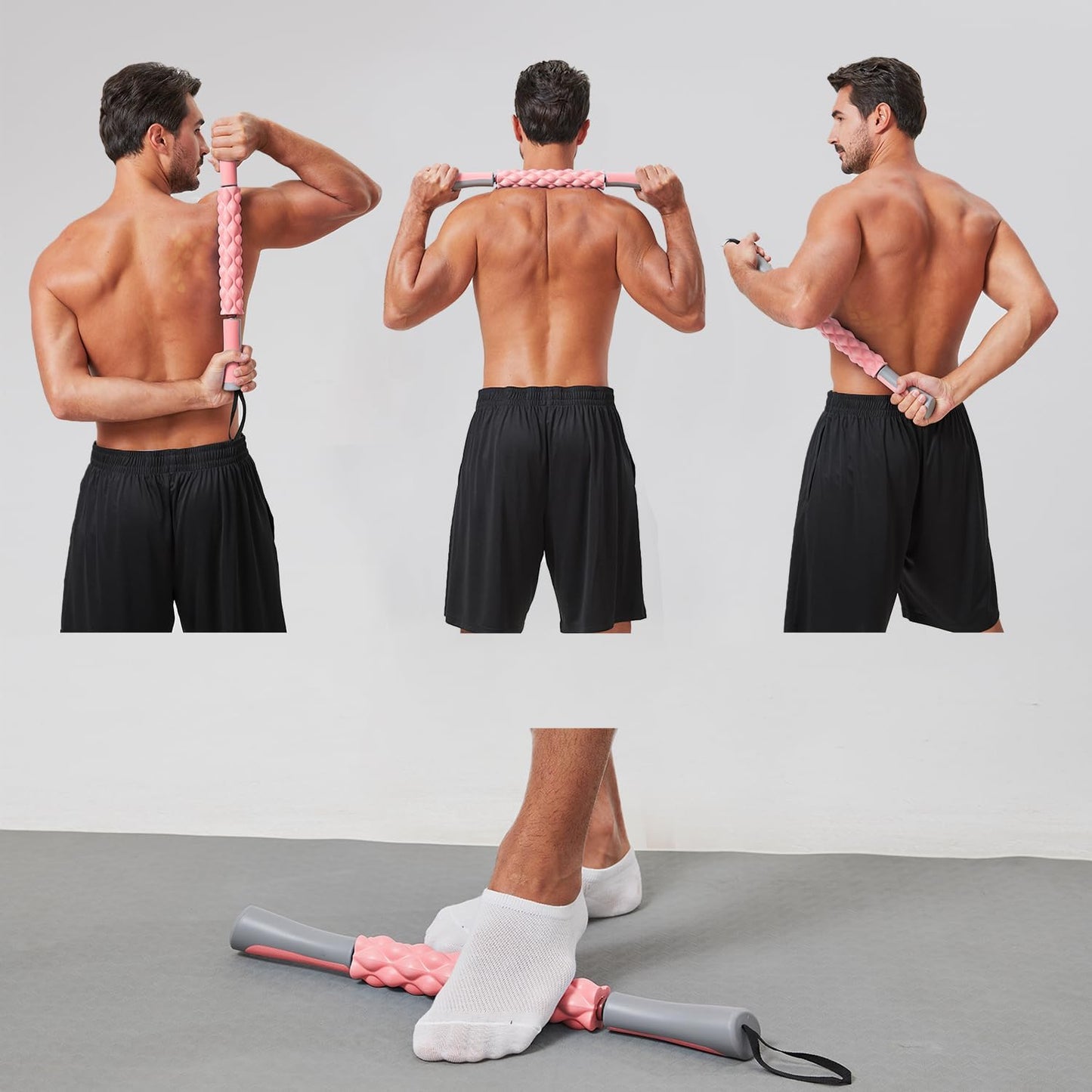 Muscle Roller, Soft Pink, EVA Material, Massage Roller Stick for Athletes and Office Workers, Relieves Muscle Tension and Pain-Body-Building apparatu