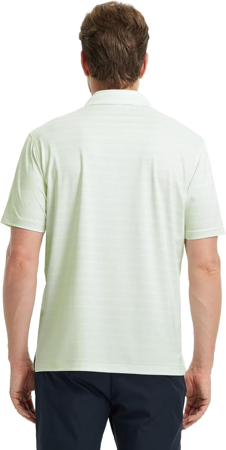 M MAELREG Golf Shirts for Men Short Sleeve Dry Fit Casual Striped Performance Moisture Wicking Collared Mens Polo Shirts