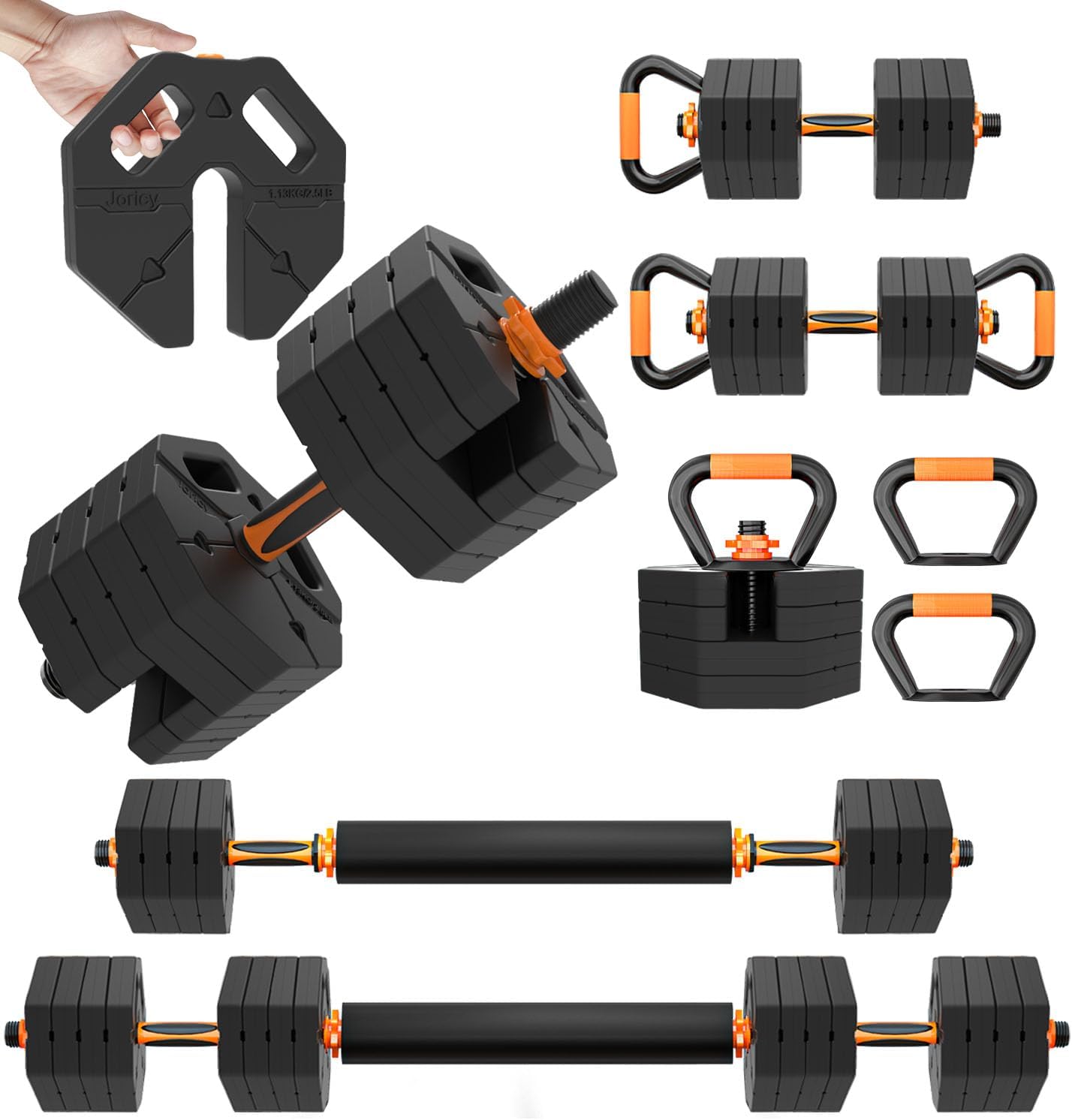 Adjustable Dumbbells Set for Women Men 20LBS/30LBS/40LBS/60LBS Weight Set with Connector, 5 in 1 Free Weights Dumbbells Set for Barbell Kettlebells Weightlift Push Up Fitness Exercises for Home Gym