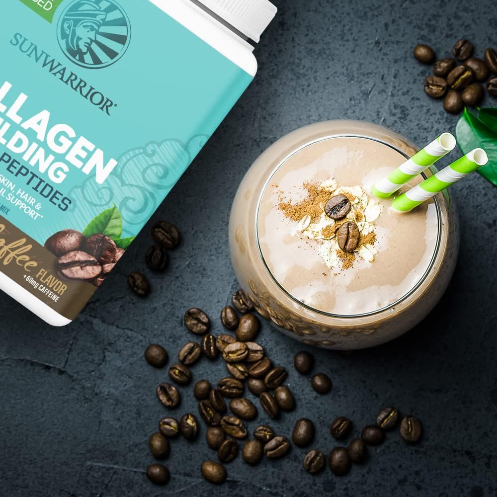 Vegan Collagen Protein Powder for Women Silica Plant Based Collagen Powder Coffee Flavor with Vegan Hair Skin and Nails Vitamins Non-GMO No Added Sugar Soy Dairy & Gluten Free (Coffee, 20 Servings)