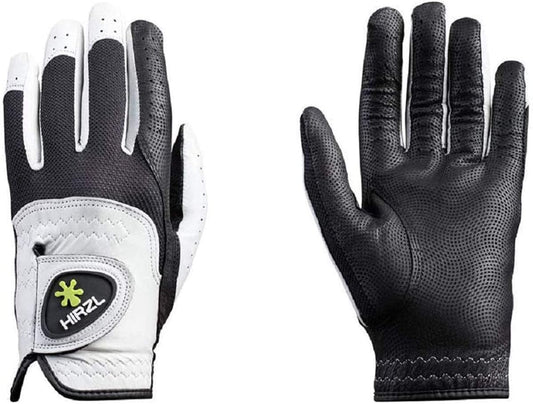 HIRZL Trust Control 2.0 Golf Glove, All Weather Mens Golf Glove, White/Black, Kangaroo Leather Palm, Cabretta Leather Backhand, Trusted by Pro’s, Sweat Free, Ultimate Grip