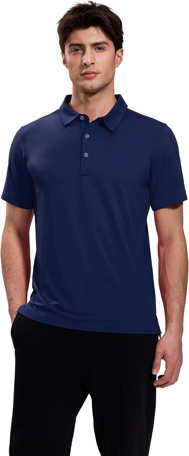 MIER Polo Shirts for Men Short Sleeve Dry Fit Performance Golf Tennis Active Collared Shirts, UPF 50+ Sun Protection