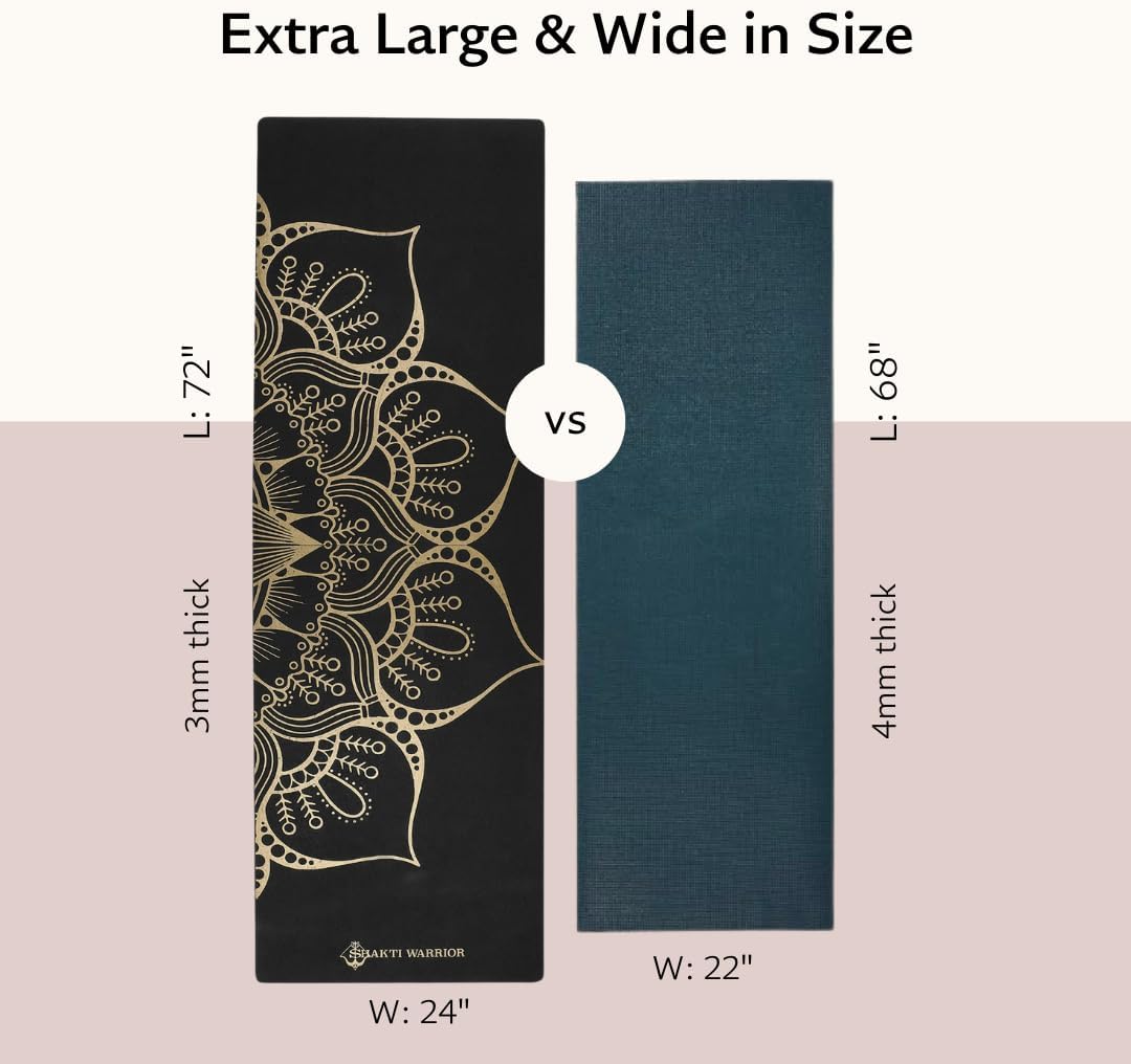 Cork Yoga Mat - Artist Designed, Premium Printed Eco-Friendly Non-Slip mat, Great for Regular & Hot Yoga, Pilates, Workouts 72 inch x 24 inch x 3mm Thick