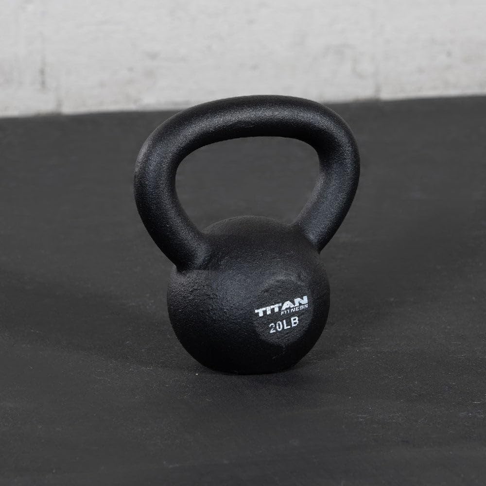 Titan Fitness 20 LB Cast Iron Kettlebell, Single Piece Casting, LB Markings, Full Body Workout